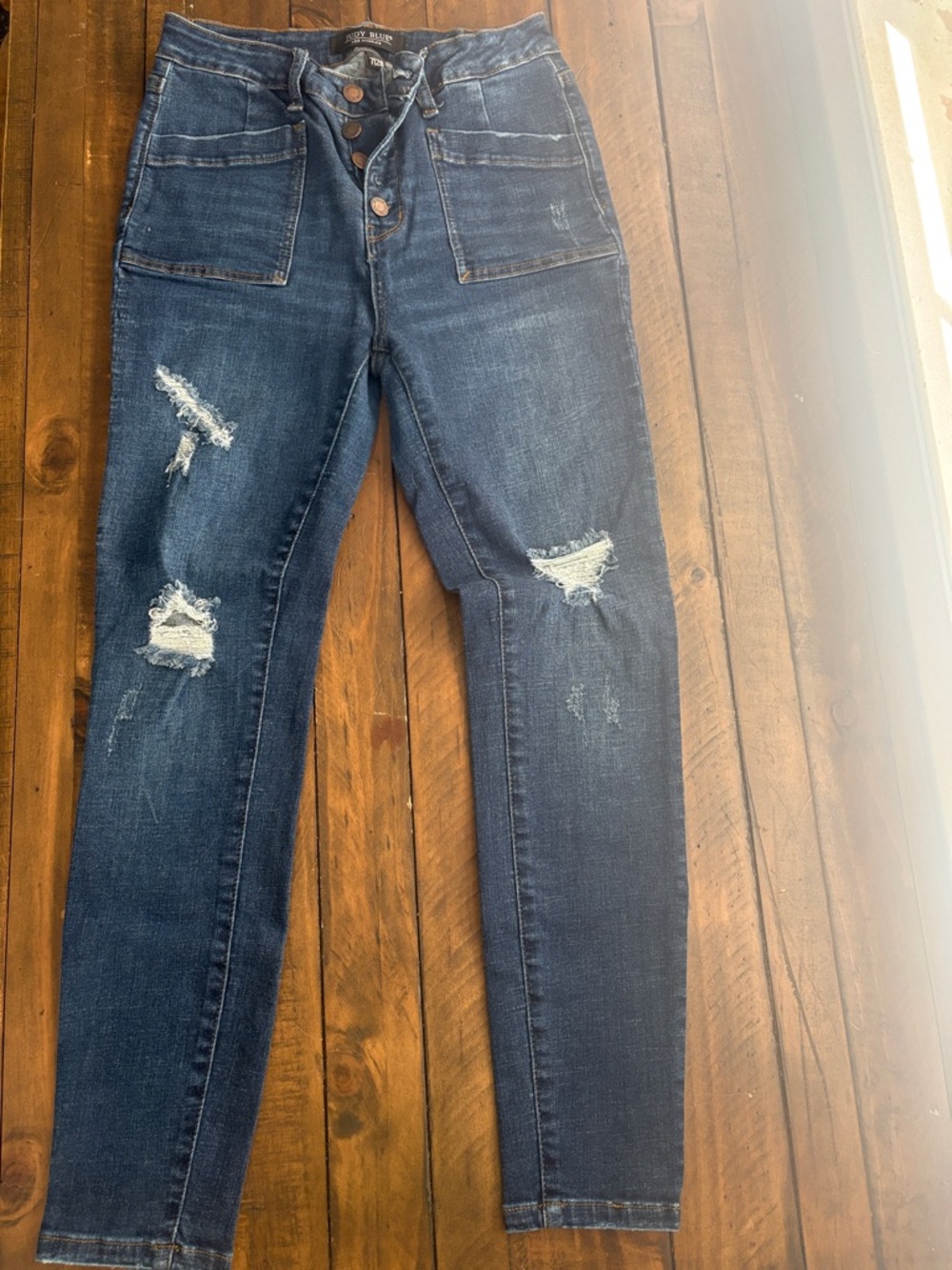 Judy Blue Dark Blue Distressed Skinny Jeans